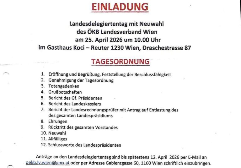 25.04.2026 ÖKB – LV Wien – Delegiertentag